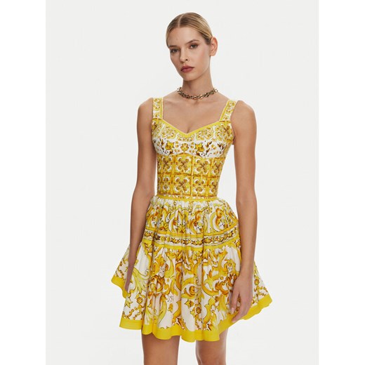 Dolce&Gabbana Top F7W98T HH5EA Żółty Regular Fit ze sklepu MODIVO w kategorii Bluzki damskie - zdjęcie 182603662