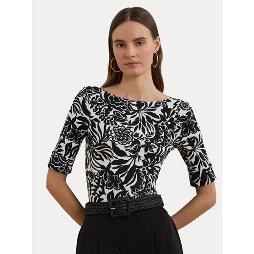 LAUREN RALPH LAUREN Bluzka 200963940001 Czarny Slim Fit ze sklepu MODIVO w kategorii Bluzki damskie - zdjęcie 182603763