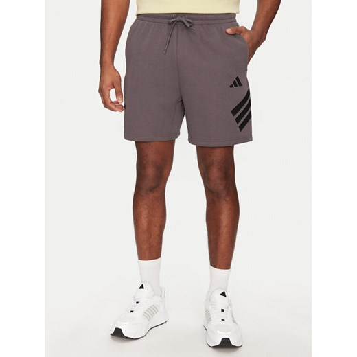adidas Szorty sportowe Future Icons 3-Stripes JD4881 Szary Regular Fit ze sklepu MODIVO w kategorii Spodenki męskie - zdjęcie 182604034