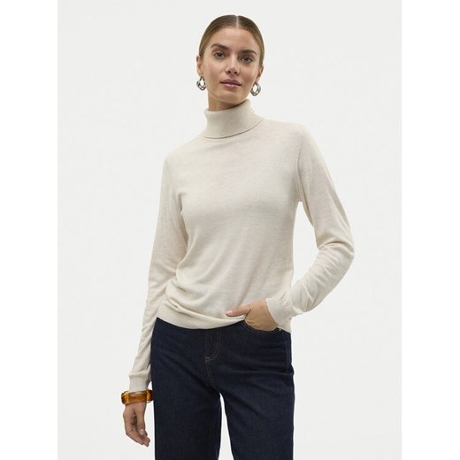 Vero Moda Golf Iris 10320450 Beżowy Slim Fit ze sklepu MODIVO w kategorii Swetry damskie - zdjęcie 182604140