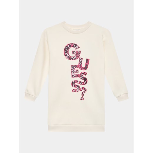 Guess Sukienka codzienna J3BK01 KAZQ2 Écru Regular Fit ze sklepu MODIVO w kategorii Sukienki dziewczęce - zdjęcie 182604291