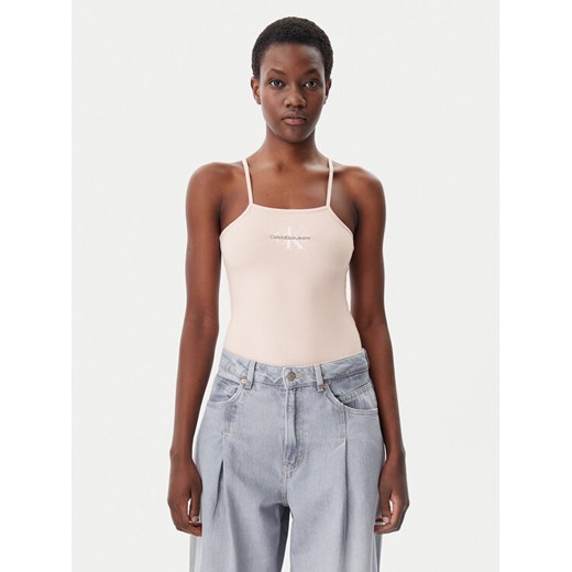 Calvin Klein Jeans Body Monologo J20J223421 Różowy Slim Fit ze sklepu MODIVO w kategorii Bluzki damskie - zdjęcie 182604583
