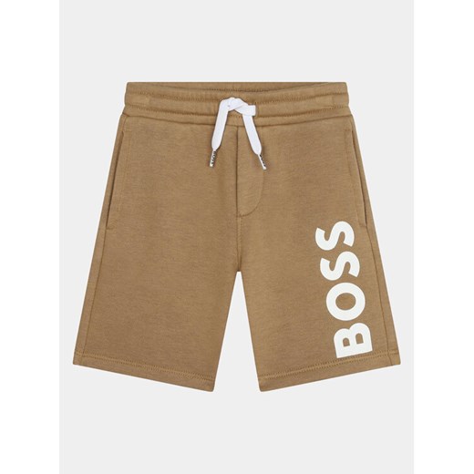 Boss Szorty sportowe J50580 S Beżowy Regular Fit ze sklepu MODIVO w kategorii Spodenki chłopięce - zdjęcie 182604843