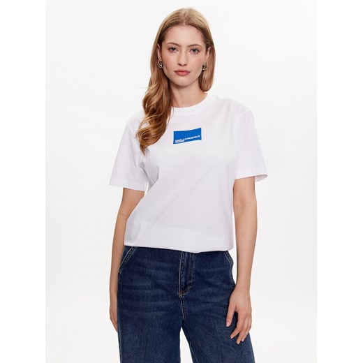 Karl Lagerfeld Jeans T-Shirt 231J1706 Biały Regular Fit ze sklepu MODIVO w kategorii Bluzki damskie - zdjęcie 182604971
