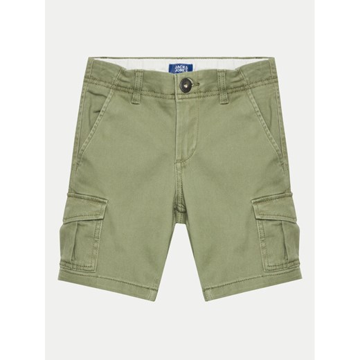 Jack&Jones Junior Szorty materiałowe 12182856 Zielony Cargo Fit ze sklepu MODIVO w kategorii Spodenki chłopięce - zdjęcie 182605164