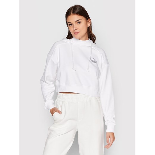 adidas Bluza HK5170 Biały Loose Fit ze sklepu MODIVO w kategorii Bluzy damskie - zdjęcie 182605171