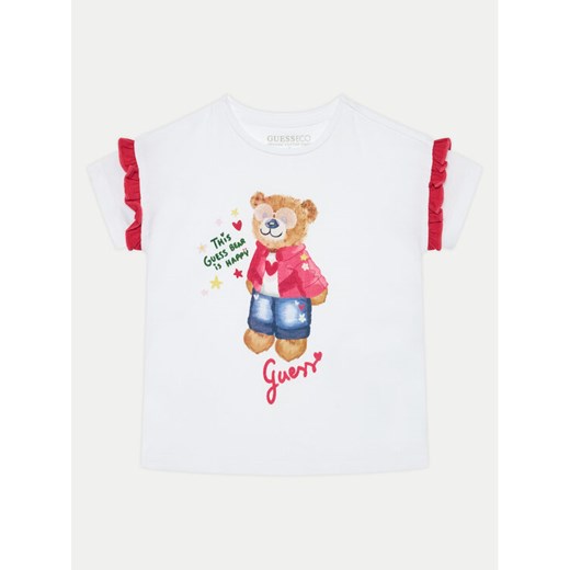 Guess T-Shirt K5RI12 K6YW4 Biały Regular Fit ze sklepu MODIVO w kategorii Bluzki dziewczęce - zdjęcie 182605410