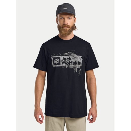 Jack Wolfskin T-Shirt Brand T A64116 Granatowy Regular Fit ze sklepu MODIVO w kategorii T-shirty męskie - zdjęcie 182605903