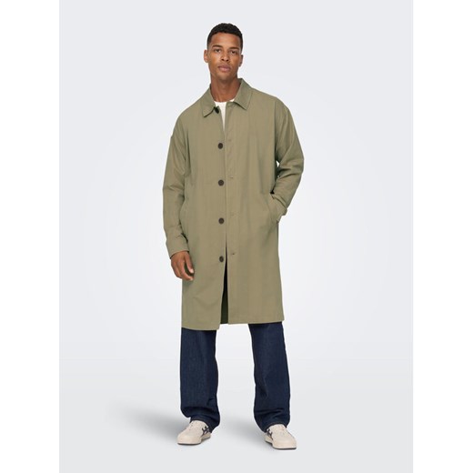 Only & Sons Trencz Malcom 22024246 Zielony Regular Fit ze sklepu MODIVO w kategorii Płaszcze męskie - zdjęcie 182606014