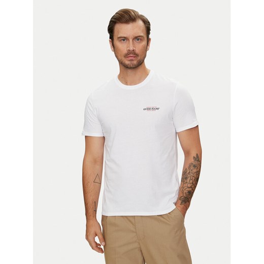 Guess Jeans T-Shirt M4YI55 K8HM0 Biały Regular Fit ze sklepu MODIVO w kategorii T-shirty męskie - zdjęcie 182606373