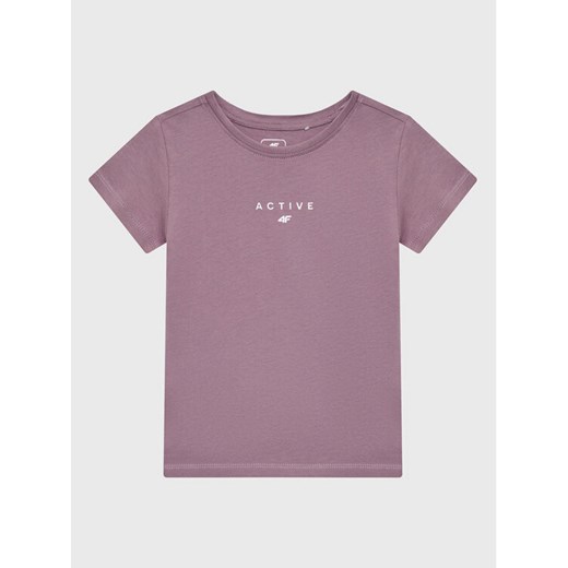 4F T-Shirt HJZ22-JTSD002 Fioletowy Regular Fit ze sklepu MODIVO w kategorii Bluzki dziewczęce - zdjęcie 182606410