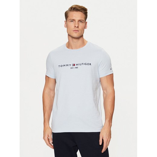 Tommy Hilfiger T-Shirt Tommy Logo MW0MW11797 Błękitny Regular Fit ze sklepu MODIVO w kategorii T-shirty męskie - zdjęcie 182606460