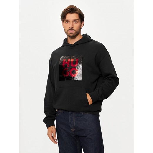 Hugo Bluza Deseqino 50521506 Czarny Relaxed Fit ze sklepu MODIVO w kategorii Bluzy męskie - zdjęcie 182606493