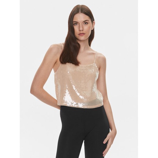 Calvin Klein Jeans Top J20J222615 Beżowy Regular Fit ze sklepu MODIVO w kategorii Bluzki damskie - zdjęcie 182606762