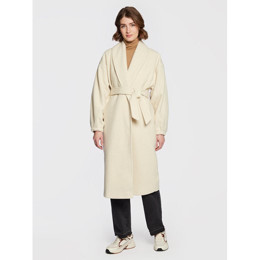 American Vintage Płaszcz wełniany Karabay KARA17BH22 Écru Relaxed Fit ze sklepu MODIVO w kategorii Płaszcze damskie - zdjęcie 182606964