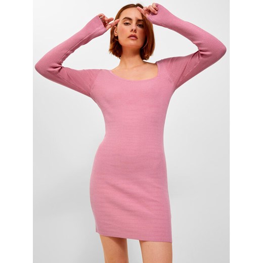 JJXX Sukienka dzianinowa 12243111 Różowy Tight Fit ze sklepu MODIVO w kategorii Sukienki - zdjęcie 182607091