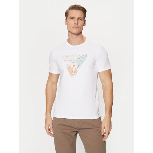 Guess T-Shirt M5RI14 J1314 Biały Slim Fit ze sklepu MODIVO w kategorii T-shirty męskie - zdjęcie 182607122