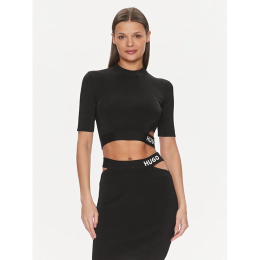 Hugo Sweter Satchina 50508600 Czarny Slim Fit ze sklepu MODIVO w kategorii Swetry damskie - zdjęcie 182607583