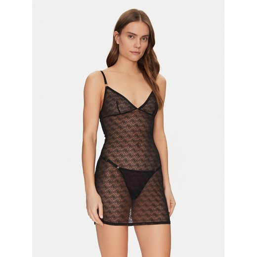 Guess Koszula nocna O5RX02 KCLB0 Czarny Slim Fit ze sklepu MODIVO w kategorii Koszule nocne - zdjęcie 182607650