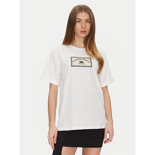 Elisabetta Franchi T-Shirt MA-035-51E2-V170 Biały Regular Fit ze sklepu MODIVO w kategorii Bluzki damskie - zdjęcie 182607910