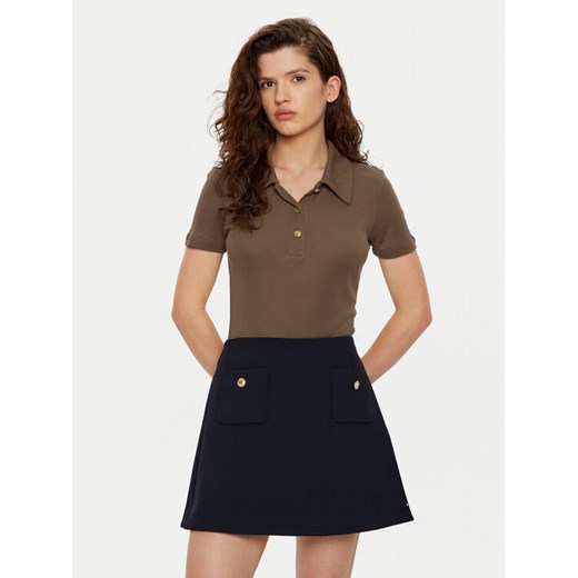 Tommy Hilfiger Polo WW0WW44446 Brązowy Slim Fit ze sklepu MODIVO w kategorii Bluzki damskie - zdjęcie 182608094