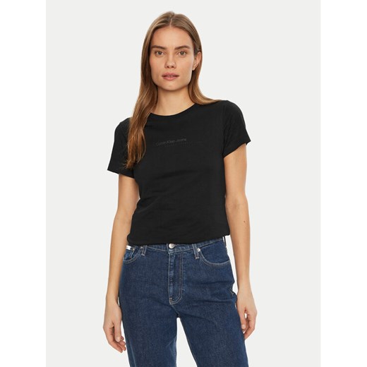 Calvin Klein Jeans T-Shirt Institutional Graphic J20J224990 Czarny Slim Fit ze sklepu MODIVO w kategorii Bluzki damskie - zdjęcie 182608190