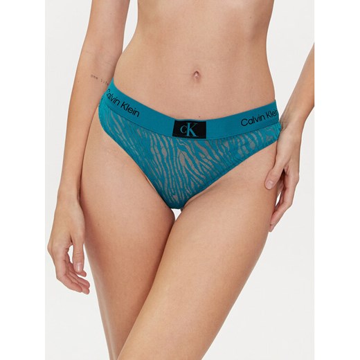 Calvin Klein Underwear Stringi 000QF7378E Zielony ze sklepu MODIVO w kategorii Majtki damskie - zdjęcie 182608420