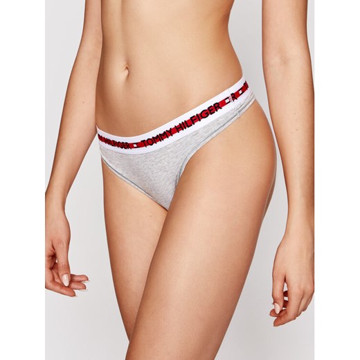 Tommy Hilfiger Stringi Thong UW0UW02458 Szary ze sklepu MODIVO w kategorii Majtki damskie - zdjęcie 182608500