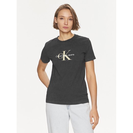 Calvin Klein Jeans T-Shirt Archival Monologo J20J223272 Czarny Regular Fit ze sklepu MODIVO w kategorii Bluzki damskie - zdjęcie 182608622