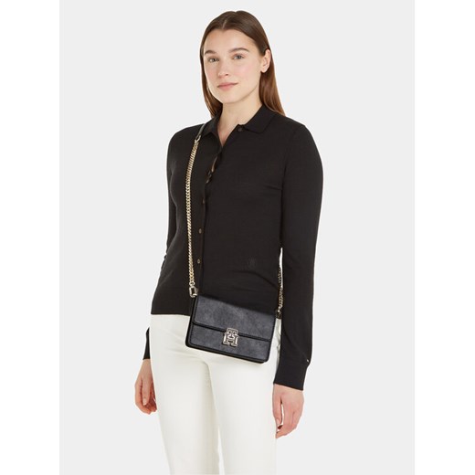 Tommy Hilfiger Torebka Pushlock Leather Small Crossover AW0AW15227 Czarny ze sklepu MODIVO w kategorii Listonoszki - zdjęcie 182608624