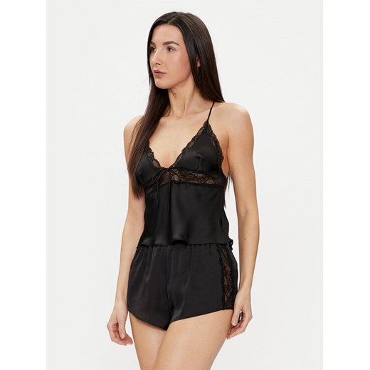 Hunkemöller Koszulka piżamowa Marcela 205066 Czarny Regular Fit ze sklepu MODIVO w kategorii Piżamy damskie - zdjęcie 182608740