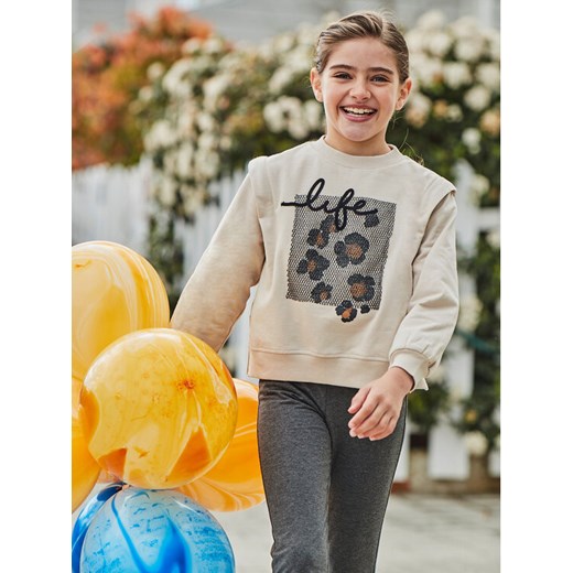 Mayoral Komplet bluza i legginsy 7755 Beżowy Regular Fit ze sklepu MODIVO w kategorii Komplety dziewczęce - zdjęcie 182608782