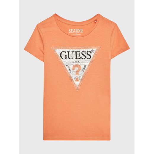 Guess T-Shirt J2YI51 K6YW1 Pomarańczowy Regular Fit ze sklepu MODIVO w kategorii Bluzki dziewczęce - zdjęcie 182608834