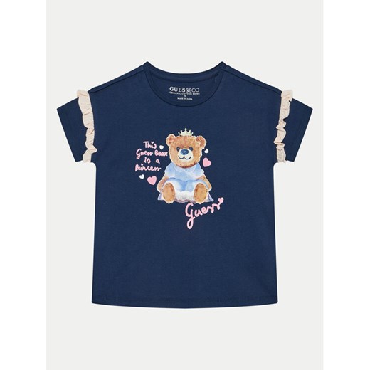 Guess T-Shirt K5RI12 K6YW4 Granatowy Regular Fit ze sklepu MODIVO w kategorii Bluzki dziewczęce - zdjęcie 182609102