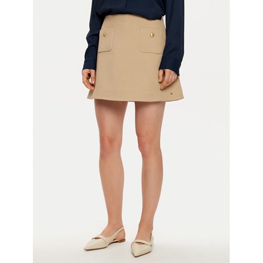 Tommy Hilfiger Spódnica mini WW0WW44994 Beżowy Regular Fit ze sklepu MODIVO w kategorii Spódnice - zdjęcie 182609113