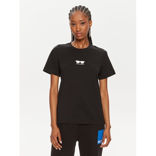 KARL LAGERFELD T-Shirt 245W1717 Czarny Regular Fit ze sklepu MODIVO w kategorii Bluzki damskie - zdjęcie 182609123
