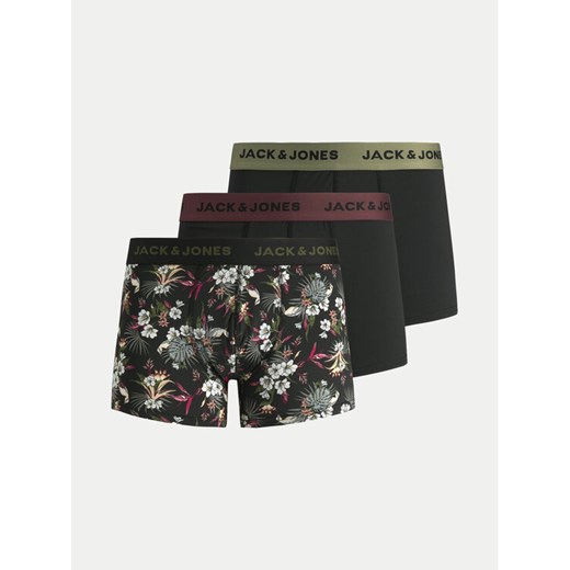 Jack&Jones Komplet 3 par bokserek Flower 12194284 Czarny ze sklepu MODIVO w kategorii Majtki męskie - zdjęcie 182609254
