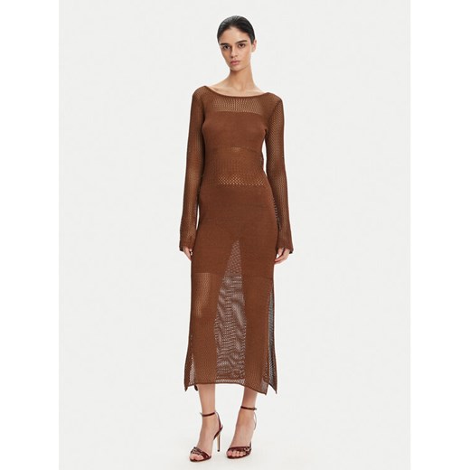 Fracomina Sukienka dzianinowa FS25SD5004K514O7 Brązowy Slim Fit ze sklepu MODIVO w kategorii Sukienki - zdjęcie 182609274