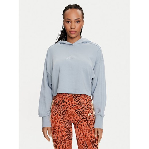 adidas Bluza ALL SZN French Terry 3-Stripes IY6847 Niebieski Regular Fit ze sklepu MODIVO w kategorii Bluzy damskie - zdjęcie 182609483
