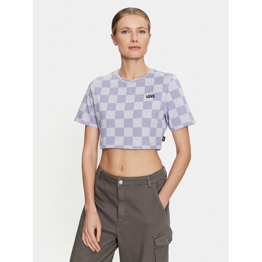 Vans T-Shirt Checker Crew Crop Ii VN000GB5 Granatowy Regular Fit ze sklepu MODIVO w kategorii Bluzki damskie - zdjęcie 182609492