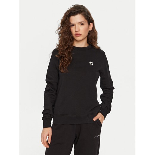 KARL LAGERFELD Bluza A1W20014 Czarny Regular Fit ze sklepu MODIVO w kategorii Bluzy damskie - zdjęcie 182609521