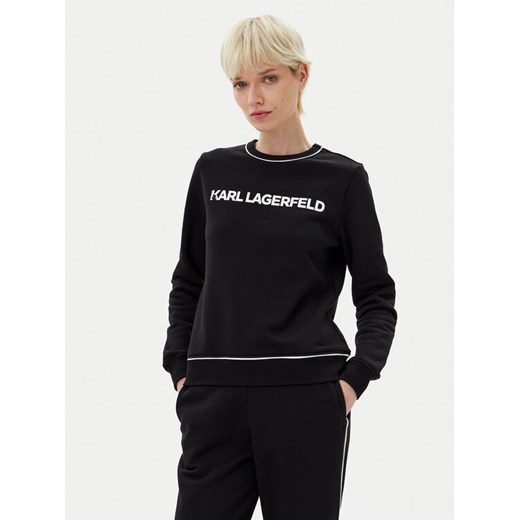 KARL LAGERFELD Bluza A2W20066 Czarny Regular Fit ze sklepu MODIVO w kategorii Bluzy damskie - zdjęcie 182609550