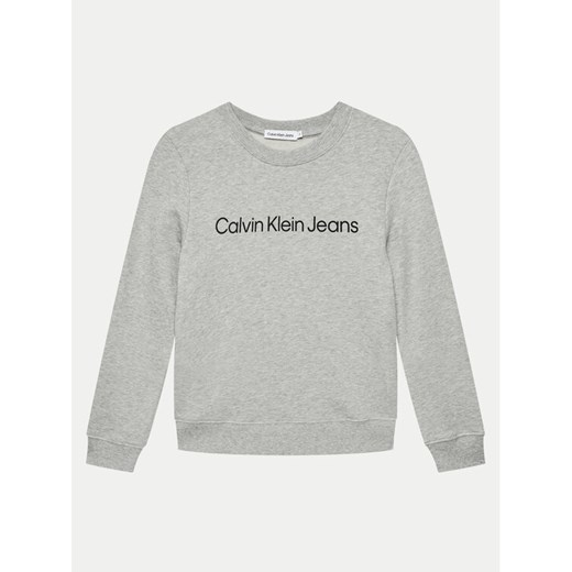 Calvin Klein Jeans Bluza IU0IU00581 Szary Regular Fit ze sklepu MODIVO w kategorii Bluzy dziewczęce - zdjęcie 182609564