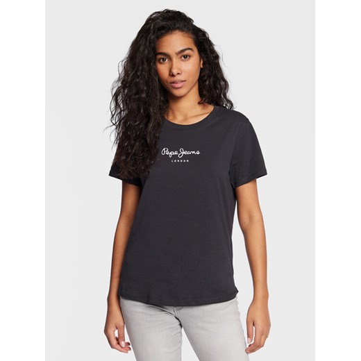 Pepe Jeans T-Shirt Wendy PL505480 Czarny Regular Fit ze sklepu MODIVO w kategorii Bluzki damskie - zdjęcie 182609613