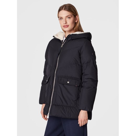 Tommy Hilfiger Kurtka zimowa Chevron Sorona WW0WW36211 Granatowy Relaxed Fit ze sklepu MODIVO w kategorii Kurtki damskie - zdjęcie 182609792