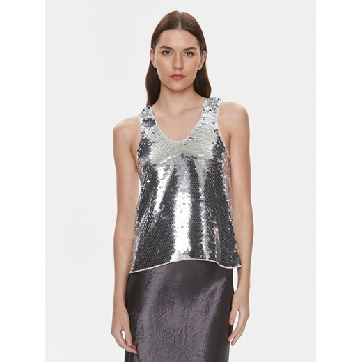 Samsøe Samsøe Top Lykke F23400085 Srebrny Regular Fit ze sklepu MODIVO w kategorii Bluzki damskie - zdjęcie 182609933