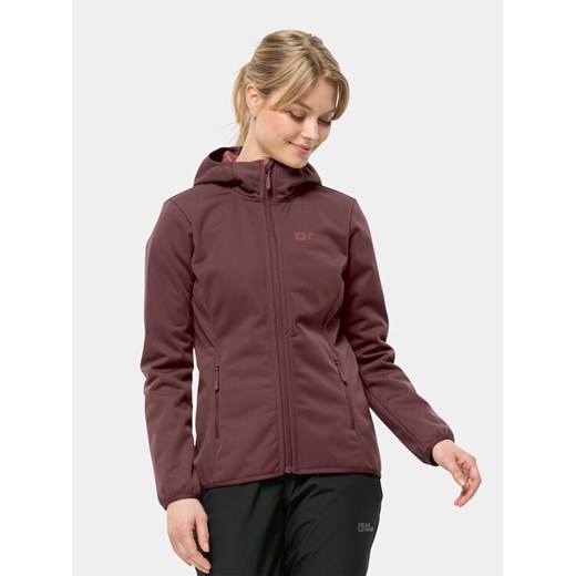 Jack Wolfskin Kurtka softshell Windhain Hoody 1307481 Bordowy Regular Fit ze sklepu MODIVO w kategorii Bluzy damskie - zdjęcie 182609971
