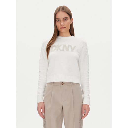 DKNY Sweter DJ4R0424 Écru Regular Fit ze sklepu MODIVO w kategorii Swetry damskie - zdjęcie 182610020
