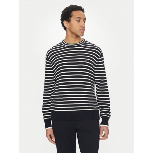Tommy Hilfiger Sweter Breton MW0MW38944 Granatowy Regular Fit ze sklepu MODIVO w kategorii Swetry męskie - zdjęcie 182610152