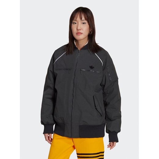 adidas Kurtka bomber HK5233 Szary Oversize ze sklepu MODIVO w kategorii Kurtki damskie - zdjęcie 182610171
